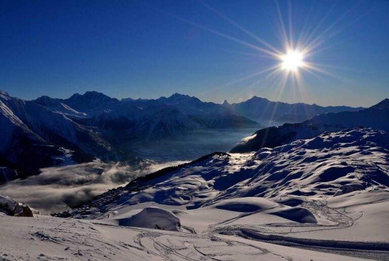 Aussicht auf das Skigebiet