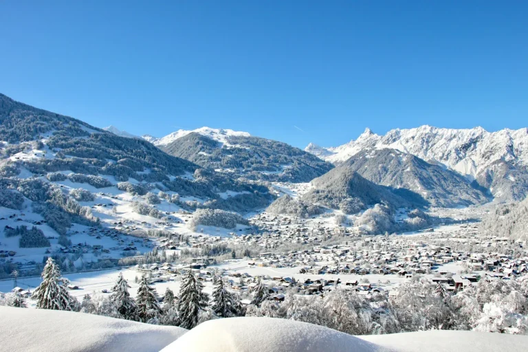 Zimmer mit Panoramablick im Winter